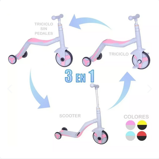 Triciclo Scooter Patineta 3 en 1: Diversión que Acompaña su Crecimiento